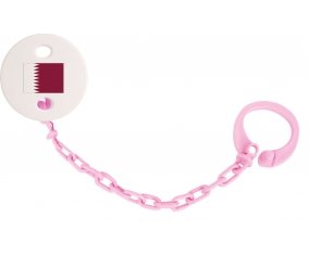 Attache-tetine Drapeau Qatar couleur Rose clair