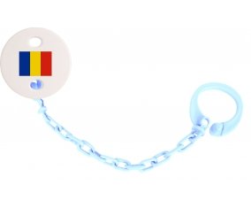 Attache-tétine Drapeau Roumanie couleur Bleu ciel
