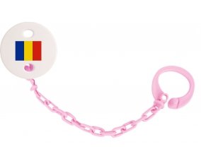 Attache-tétine Drapeau Roumanie couleur Rose clair