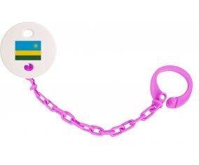 Attache-tétine Drapeau Rwanda couleur Rose fuschia