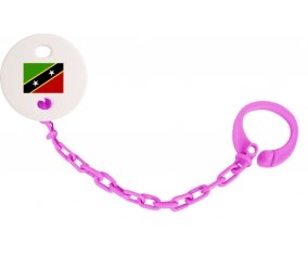 Attache-tétine Drapeau Saint-Christophe-et-Niévès couleur Rose fuschia