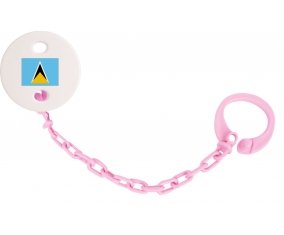 Attache-tetine Drapeau Sainte-Lucie couleur Rose clair
