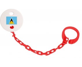 Attache-tetine Drapeau Sainte-Lucie couleur Rouge
