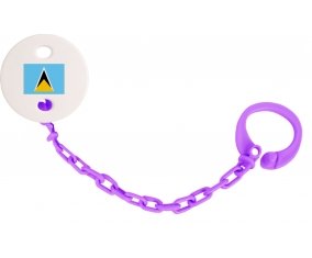 Attache-tetine Drapeau Sainte-Lucie couleur Violet