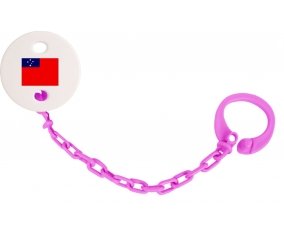 Attache-sucette Drapeau Samoa couleur Rose fuschia