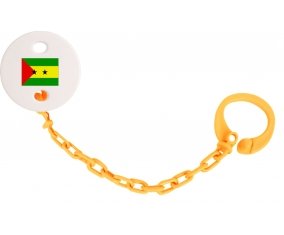 Attache-tetine Drapeau Sao Tomé et Principe couleur Orange
