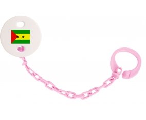 Attache-tetine Drapeau Sao Tomé et Principe couleur Rose clair