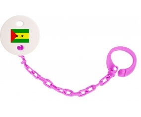 Attache-tetine Drapeau Sao Tomé et Principe couleur Rose fuschia