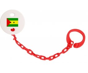 Attache-tetine Drapeau Sao Tomé et Principe couleur Rouge