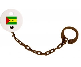 Attache-tetine Drapeau Sao Tomé et Principe couleur Marron