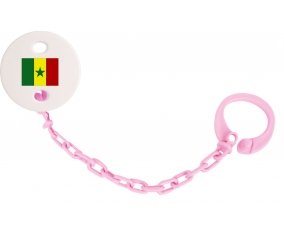 Attache-tetine Drapeau Sénégal couleur Rose clair