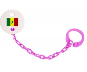 Attache-tetine Drapeau Sénégal couleur Rose fuschia