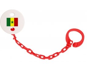 Attache-tetine Drapeau Sénégal couleur Rouge