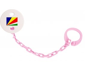 Attache-tétine Drapeau les Seychelles couleur Rose clair