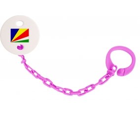 Attache-tétine Drapeau les Seychelles couleur Rose fuschia
