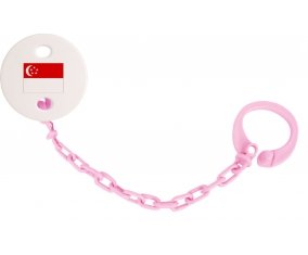 Attache-sucette Drapeau Singapour couleur Rose clair