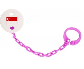 Attache-sucette Drapeau Singapour couleur Rose fuschia