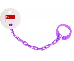 Attache-sucette Drapeau Singapour couleur Violet