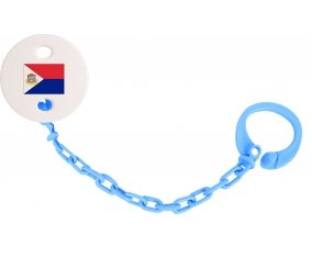 Attache-tétine Drapeau Sint Maarten couleur Bleu turquoise