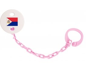Attache-tétine Drapeau Sint Maarten couleur Rose clair