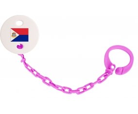 Attache-tétine Drapeau Sint Maarten couleur Rose fuschia