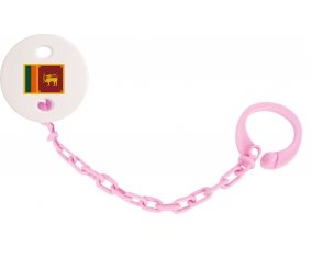 Attache-tetine Drapeau Sri Lanka Srilanka couleur Rose clair