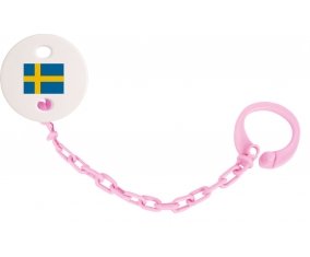 Attache-tetine Drapeau Suède couleur Rose clair