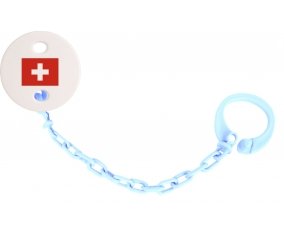 Attache-sucette Drapeau Suisse couleur Bleu ciel