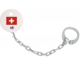 Attache-sucette Drapeau Suisse couleur Grise