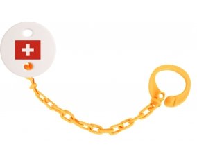 Attache-sucette Drapeau Suisse couleur Orange