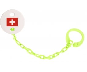 Attache-sucette Drapeau Suisse couleur Verte