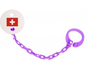 Attache-sucette Drapeau Suisse couleur Violet