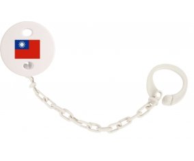 Attache-tetine Drapeau Taïwan couleur Blanc