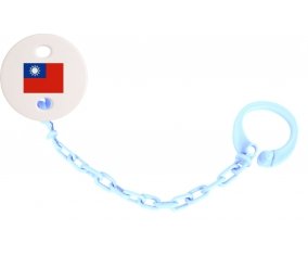 Attache-tetine Drapeau Taïwan couleur Bleu ciel
