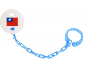 Attache-tetine Drapeau Taïwan couleur Bleu turquoise