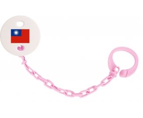 Attache-tetine Drapeau Taïwan couleur Rose clair