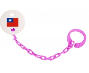 Attache-tetine Drapeau Taïwan couleur Rose fuschia