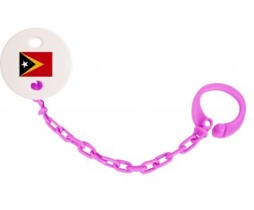 Attache-sucette Drapeau Timor Leste couleur Rose fuschia