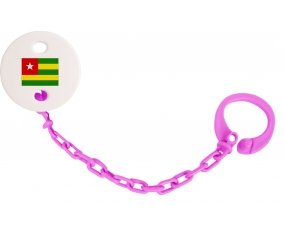 Attache-tétine Drapeau Togo couleur Rose fuschia