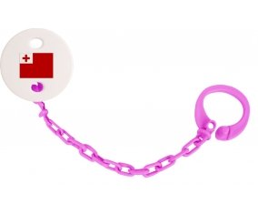 Attache-sucette Drapeau Tonga couleur Rose fuschia