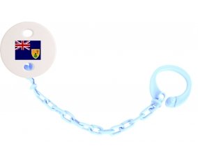 Attache-tetine Drapeau Îles Turques-et-Caïques couleur Bleu ciel