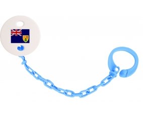 Attache-tetine Drapeau Îles Turques-et-Caïques couleur Bleu turquoise