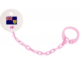 Attache-tetine Drapeau Îles Turques-et-Caïques couleur Rose clair