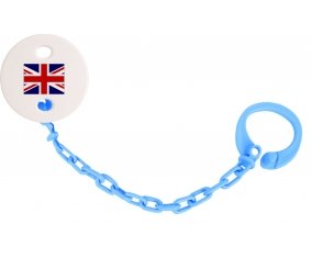 Attache-tétine Drapeau Royaume-Uni couleur Bleu turquoise