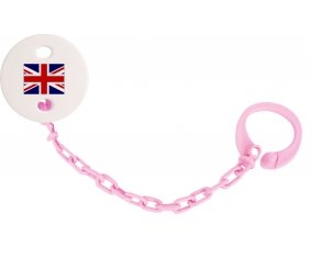 Attache-tétine Drapeau Royaume-Uni couleur Rose clair