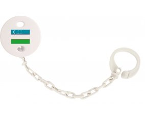 Attache-tetine Drapeau Ouzbékistan couleur Blanc
