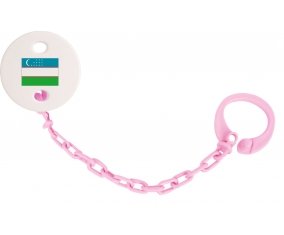 Attache-tetine Drapeau Ouzbékistan couleur Rose clair