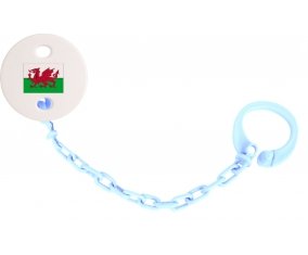 Attache-tetine Drapeau Pays de Galles couleur Bleu ciel