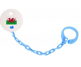 Attache-tetine Drapeau Pays de Galles couleur Bleu turquoise