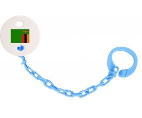 Attache-tetine Drapeau Zambie couleur Bleu turquoise